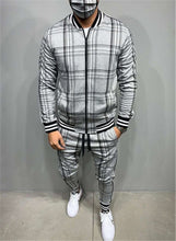Load image into Gallery viewer, 2021 New gyms Men&#39;s Sets 2 Pieces Sets Tracksuit Men&#39;s Jackets+Pants suit Sportwear Gentlemen Plaid Mens Sports Suit men Clothes
