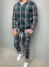 Load image into Gallery viewer, 2021 New gyms Men&#39;s Sets 2 Pieces Sets Tracksuit Men&#39;s Jackets+Pants suit Sportwear Gentlemen Plaid Mens Sports Suit men Clothes
