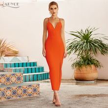 Load image into Gallery viewer, Adyce New Summer Women White Bodycon Bandage Dress Sexy V Neck Spaghetti Strap Club Celebrity Evening Runway Party Long Dresses
