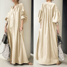 Load image into Gallery viewer, Elegant Solid Shirt Dress Women&#39;s Spring Sundress 2021 ZANZEA Casual Lantern Sleeve Maxi Vestidos Female V Neck Robe
