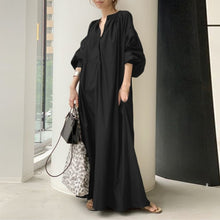 Load image into Gallery viewer, Elegant Solid Shirt Dress Women&#39;s Spring Sundress 2021 ZANZEA Casual Lantern Sleeve Maxi Vestidos Female V Neck Robe
