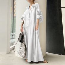 Load image into Gallery viewer, Elegant Solid Shirt Dress Women&#39;s Spring Sundress 2021 ZANZEA Casual Lantern Sleeve Maxi Vestidos Female V Neck Robe
