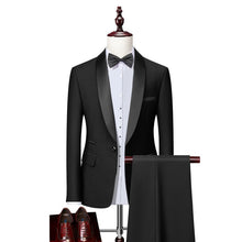Load image into Gallery viewer, Men Skinny 3 Pieces Set Formal Slim Fit Tuxedo Prom Suit / Male Groom Wedding Blazers High Quality Dress Jacket Coat Pants Vest
