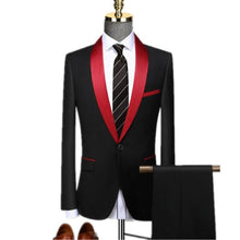 Load image into Gallery viewer, Men Skinny 3 Pieces Set Formal Slim Fit Tuxedo Prom Suit / Male Groom Wedding Blazers High Quality Dress Jacket Coat Pants Vest
