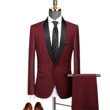 Load image into Gallery viewer, Men Skinny 3 Pieces Set Formal Slim Fit Tuxedo Prom Suit / Male Groom Wedding Blazers High Quality Dress Jacket Coat Pants Vest

