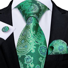 Load image into Gallery viewer, Luxury Blue Gold Paisley Men&#39;s Tie Business Wedding Formal Neck Tie For Men Gift Cravate Silk Tie Handkerchief Cufflinks DiBanGu
