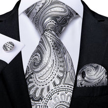 Load image into Gallery viewer, Luxury Blue Gold Paisley Men&#39;s Tie Business Wedding Formal Neck Tie For Men Gift Cravate Silk Tie Handkerchief Cufflinks DiBanGu
