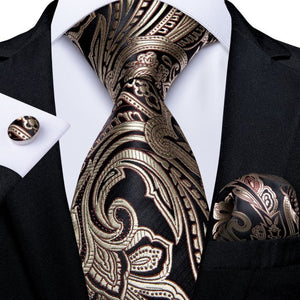 Luxury Blue Gold Paisley Men's Tie Business Wedding Formal Neck Tie For Men Gift Cravate Silk Tie Handkerchief Cufflinks DiBanGu