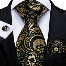 Load image into Gallery viewer, Luxury Blue Gold Paisley Men&#39;s Tie Business Wedding Formal Neck Tie For Men Gift Cravate Silk Tie Handkerchief Cufflinks DiBanGu
