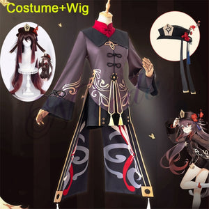 Genshin Impact Hutao Cosplay Costume Uniform Wig Cosplay Anime Game Hu Tao Chinese Style Halloween Costumes For Women