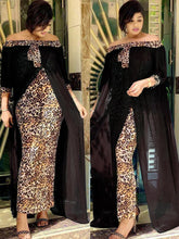 Load image into Gallery viewer, Plus Size Clothing Autumn Sexy Leopard Printed Dashiki African Dresses for Women Party Half Sleeve Slash Neck Femme Robe
