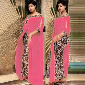 Plus Size Clothing Autumn Sexy Leopard Printed Dashiki African Dresses for Women Party Half Sleeve Slash Neck Femme Robe