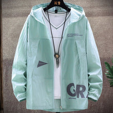 Load image into Gallery viewer, 2021 New Summer UV Protection White Skin Coats Men Fashion Letter Print Hooded Casual Thin Jackets Big Size 8XL 9XL
