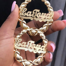Load image into Gallery viewer, AurolaCo Custom Name Necklace 3D Double Nameplate Custom Earrings Set Personalized XOXO Name Necklace for Women Jewelry Gifts
