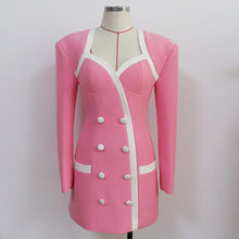 Load image into Gallery viewer, Sexy Pink Formal Dress Office Lady Women Double Breasted Slim Mini Dress Celebrity Evening Party Autumn New Dress 2021 Female
