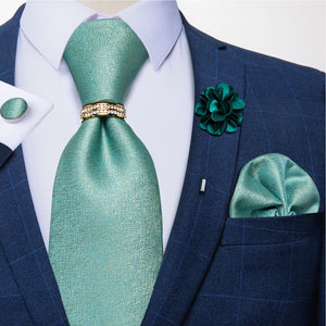 8cm Men Silk Tie White Solid Necktie Men's Formal Wedding Party Ties Cufflinks Hanky Flower Brooch Set Men Gift Corbatas DiBanGu