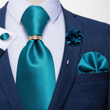 Load image into Gallery viewer, 8cm Men Silk Tie White Solid Necktie Men&#39;s Formal Wedding Party Ties Cufflinks Hanky Flower Brooch Set Men Gift Corbatas DiBanGu
