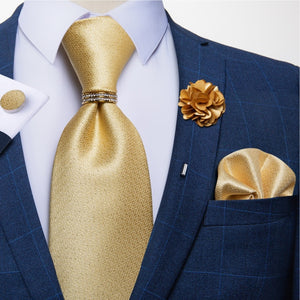 8cm Men Silk Tie White Solid Necktie Men's Formal Wedding Party Ties Cufflinks Hanky Flower Brooch Set Men Gift Corbatas DiBanGu