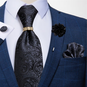 8cm Men Silk Tie White Solid Necktie Men's Formal Wedding Party Ties Cufflinks Hanky Flower Brooch Set Men Gift Corbatas DiBanGu