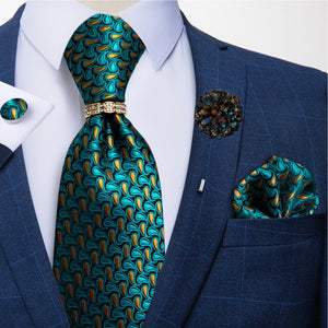 8cm Men Silk Tie White Solid Necktie Men's Formal Wedding Party Ties Cufflinks Hanky Flower Brooch Set Men Gift Corbatas DiBanGu