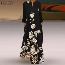 Load image into Gallery viewer, Spring Women&#39;s Sundress Bohemian Floral Long Dress ZANZEA 2021 Casual Long Sleeve Party Holiday Vestidos Kaftan Robe Dresses
