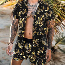 Load image into Gallery viewer, Men Hawaiian Printing 2021Summer Short Sleeve Button Shirt Beach Shorts Streetwear  Mens  Casual Beach Wear Clothes
