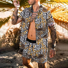 Load image into Gallery viewer, Men Hawaiian Printing 2021Summer Short Sleeve Button Shirt Beach Shorts Streetwear  Mens  Casual Beach Wear Clothes

