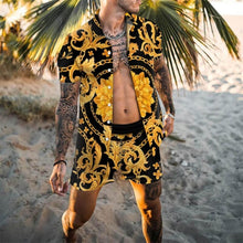 Load image into Gallery viewer, Men Hawaiian Printing 2021Summer Short Sleeve Button Shirt Beach Shorts Streetwear  Mens  Casual Beach Wear Clothes
