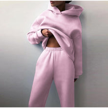 Load image into Gallery viewer, Women Elegant Solid Sets For Women Warm Hoodie Sweatshirts And Long Pant Fashion Two Piece Sets Ladies

