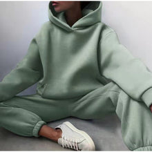 Load image into Gallery viewer, Women Elegant Solid Sets For Women Warm Hoodie Sweatshirts And Long Pant Fashion Two Piece Sets Ladies
