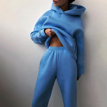 Load image into Gallery viewer, Women Elegant Solid Sets For Women Warm Hoodie Sweatshirts And Long Pant Fashion Two Piece Sets Ladies
