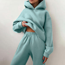 Load image into Gallery viewer, Women Elegant Solid Sets For Women Warm Hoodie Sweatshirts And Long Pant Fashion Two Piece Sets Ladies

