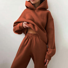 Load image into Gallery viewer, Women Elegant Solid Sets For Women Warm Hoodie Sweatshirts And Long Pant Fashion Two Piece Sets Ladies

