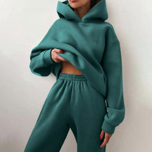 Load image into Gallery viewer, Women Elegant Solid Sets For Women Warm Hoodie Sweatshirts And Long Pant Fashion Two Piece Sets Ladies
