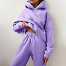 Load image into Gallery viewer, Women Elegant Solid Sets For Women Warm Hoodie Sweatshirts And Long Pant Fashion Two Piece Sets Ladies

