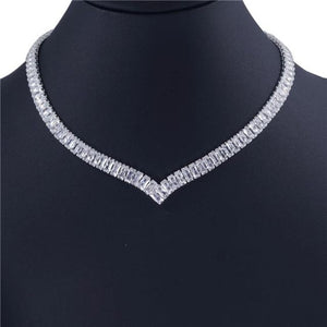 Women's Exquisite Jewelry Se. Jewelry Zircon Rhinestone Stud Earrings and Necklace Gift