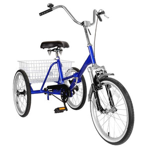 Areyourshop Adult Folding Tricycle Bike 3 Wheeler Bicycle Portable Tricycle 20" Wheels
