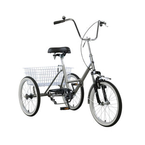 Areyourshop Adult Folding Tricycle Bike 3 Wheeler Bicycle Portable Tricycle 20" Wheels