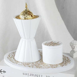 3 In 1 Arabic Incense Burner Set Middle East Muslim Ceramic Cone Censer Aromatherapy Furnace Tearoom Ornaments Christmas Gift