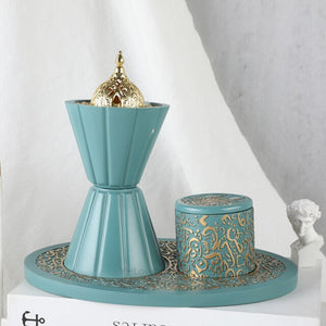 3 In 1 Arabic Incense Burner Set Middle East Muslim Ceramic Cone Censer Aromatherapy Furnace Tearoom Ornaments Christmas Gift