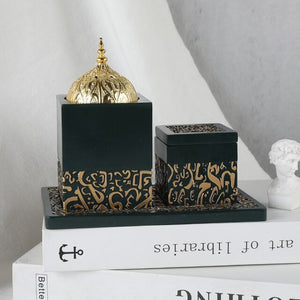 3 In 1 Arabic Incense Burner Set Middle East Muslim Ceramic Cone Censer Aromatherapy Furnace Tearoom Ornaments Christmas Gift