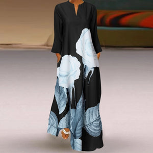Spring Women's Sundress Bohemian Floral Long Dress ZANZEA 2021 Casual Long Sleeve Party Holiday Vestidos Kaftan Robe Dresses