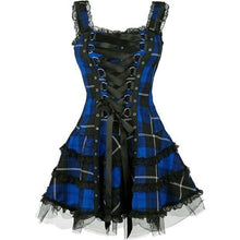 Load image into Gallery viewer, Dress Women Classic Frill Lace Dresses Sleeveless Plaid Vintage Gothic Mini Dresses Ball Gowns Cosplay Costume Plus Size Dress
