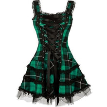 Load image into Gallery viewer, Dress Women Classic Frill Lace Dresses Sleeveless Plaid Vintage Gothic Mini Dresses Ball Gowns Cosplay Costume Plus Size Dress
