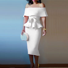 Load image into Gallery viewer, Pink Two Piece Set Women Party Date Night Dress Off Shoulder Peplum Ruffles Sashes 2 Piece Outfits for Women Skirts and Top 2XL
