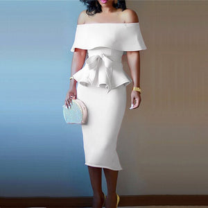 Pink Two Piece Set Women Party Date Night Dress Off Shoulder Peplum Ruffles Sashes 2 Piece Outfits for Women Skirts and Top 2XL
