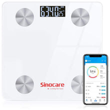 Load image into Gallery viewer, Sinocare Body Fat Scale Bluetooth floor Body Fat Monitor  Body Fat Water Muscle Mass BMI Health LED Display Bathroom
