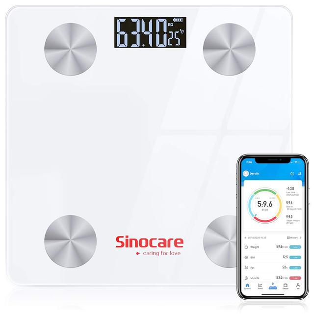 Sinocare Body Fat Scale Bluetooth floor Body Fat Monitor  Body Fat Water Muscle Mass BMI Health LED Display Bathroom
