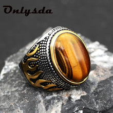 Load image into Gallery viewer, Onlysda Stainless steel Ancient Middle East Arabic Style Stone Ring Opal Anel Indian Jewelry For Men Gift Wedding Gift OSR110
