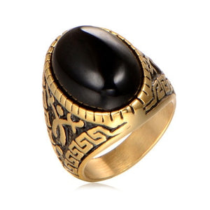 Onlysda Stainless steel Ancient Middle East Arabic Style Stone Ring Opal Anel Indian Jewelry For Men Gift Wedding Gift OSR110